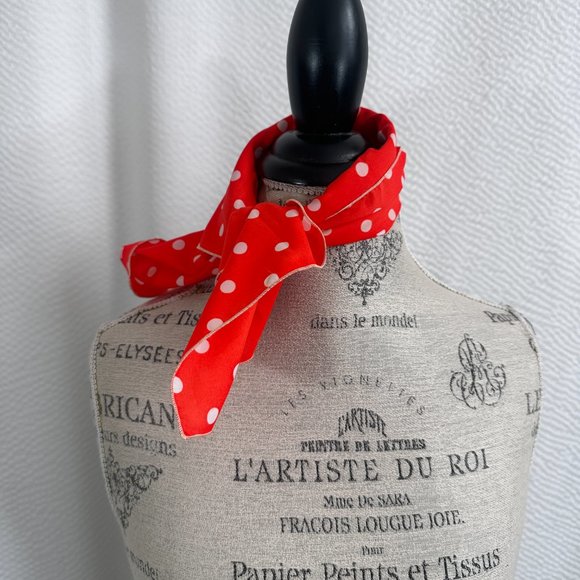 Vintage 50's  Ray Strauss all Polyester Rockabilly mid century scarf polka dot - Picture 2 of 6